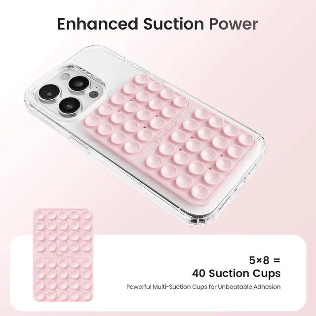 Alt view image 2 of 5 - Klearlook Silicone Double-Sided Suction Cup Phone Case Detachable Mount Sticky Phone Grip with Higher Suction Power for iPhone Hands-Free Phone Accessories Holder for Selfies and Videos Light Pink
