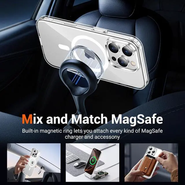 Alt view image 3 of 6 - for iPhone 16 Pro Max Case Clear Compatible with Magsafe Anti-Yellowing Military-Grade Protection Shockproof Slim Magnetic Phone Case Cover Transparent