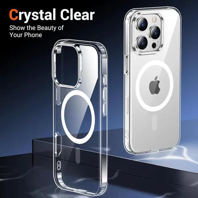 Alt view image 5 of 6 - for iPhone 16 Pro Max Case Clear Compatible with Magsafe Anti-Yellowing Military-Grade Protection Shockproof Slim Magnetic Phone Case Cover Transparent