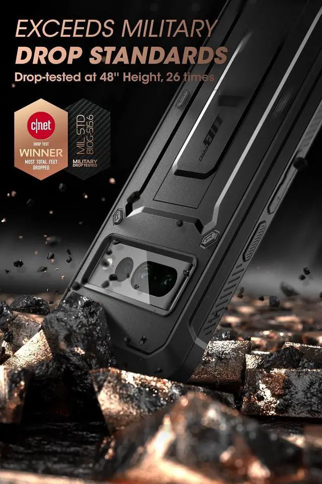 Alt view image 3 of 7 - Unicorn Beetle Pro Series Case for Google Pixel 7 Pro (2022 Release) Full-Body Rugged Belt-Clip & Kickstand Case with Built-in Screen Protector (Black)