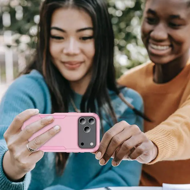 Alt view image 5 of 7 - for iPhone 17 Pro Max Case Three Layers Heavy Duty Shockproof Dropproof Protective Phone Bumper Case with Full Body Rubber Armor for  6.9 inch 2025 Pink