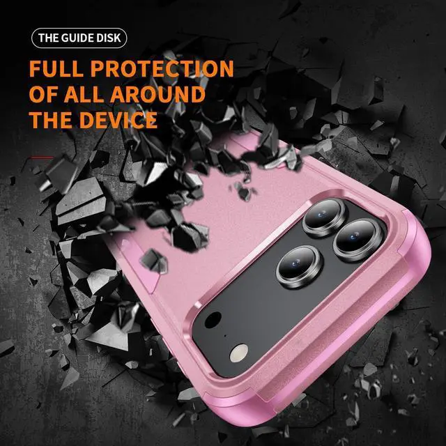 Alt view image 6 of 7 - for iPhone 17 Pro Max Case Three Layers Heavy Duty Shockproof Dropproof Protective Phone Bumper Case with Full Body Rubber Armor for  6.9 inch 2025 Pink