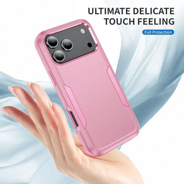 Alt view image 7 of 7 - for iPhone 17 Pro Max Case Three Layers Heavy Duty Shockproof Dropproof Protective Phone Bumper Case with Full Body Rubber Armor for  6.9 inch 2025 Pink