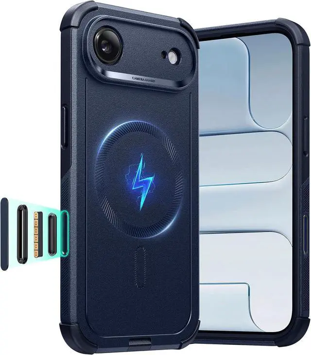 Main image of for iPhone Air Case 7X Military-Grade Drop Protection Shock-Absorbing Rugged iPhone 17 Air Cover with Camera Control Button MagSafe Accessories Compatible Cyber Series Navy Blue