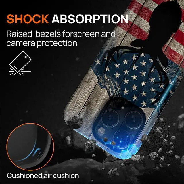 Alt view image 4 of 7 - Case for iPhone 16 Pro Max(Compatible with MagSafe) Soft TPU+Hard Acrylic 2-in-1 Matte Phone Cover for Men Shockproof Anti-Scratch Protective Case for iPhone 16 Pro Max-Wood Hunting Flag