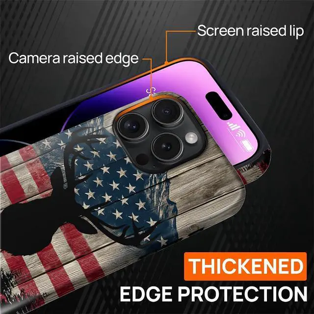 Alt view image 5 of 7 - Case for iPhone 16 Pro Max(Compatible with MagSafe) Soft TPU+Hard Acrylic 2-in-1 Matte Phone Cover for Men Shockproof Anti-Scratch Protective Case for iPhone 16 Pro Max-Wood Hunting Flag