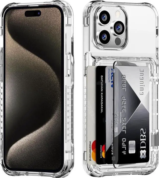 Main image of for iPhone 15 Pro Max Case Wallet Clear Protective Phone Case with Credit Card Holder Heavy Duty Protection Shockproof Anti-Scratch Anti-Yellow Cover for iPhone 15 Pro Max 6.7 inch Transparent