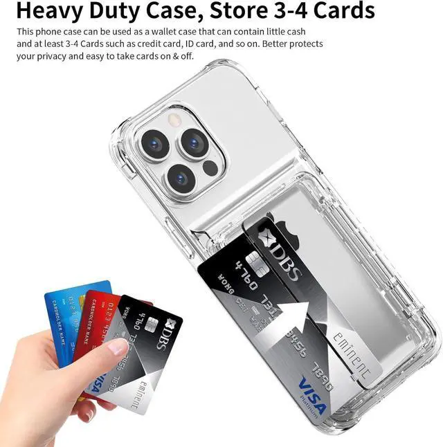Alt view image 3 of 7 - for iPhone 15 Pro Max Case Wallet Clear Protective Phone Case with Credit Card Holder Heavy Duty Protection Shockproof Anti-Scratch Anti-Yellow Cover for iPhone 15 Pro Max 6.7 inch Transparent