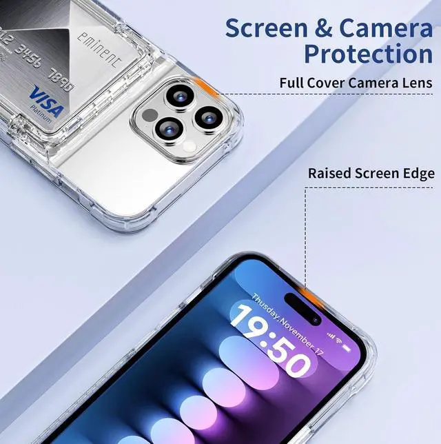 Alt view image 4 of 7 - for iPhone 15 Pro Max Case Wallet Clear Protective Phone Case with Credit Card Holder Heavy Duty Protection Shockproof Anti-Scratch Anti-Yellow Cover for iPhone 15 Pro Max 6.7 inch Transparent