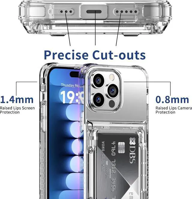 Alt view image 6 of 7 - for iPhone 15 Pro Max Case Wallet Clear Protective Phone Case with Credit Card Holder Heavy Duty Protection Shockproof Anti-Scratch Anti-Yellow Cover for iPhone 15 Pro Max 6.7 inch Transparent