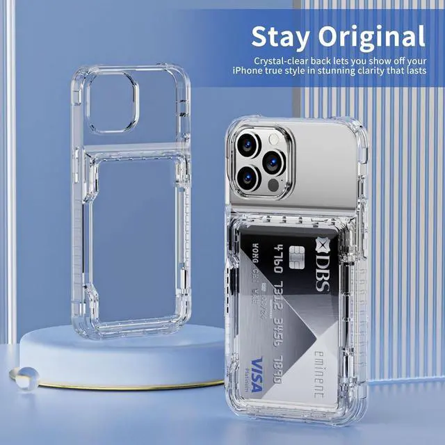 Alt view image 7 of 7 - for iPhone 15 Pro Max Case Wallet Clear Protective Phone Case with Credit Card Holder Heavy Duty Protection Shockproof Anti-Scratch Anti-Yellow Cover for iPhone 15 Pro Max 6.7 inch Transparent