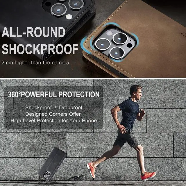 Alt view image 5 of 6 - Compatible with iPhone 14 Pro Max Wallet Case PU Leather Book Folding Flip Folio Case with Card Holders Kickstand Magnetic Closure Protective Cover for iPhone 14 Pro Max - Black