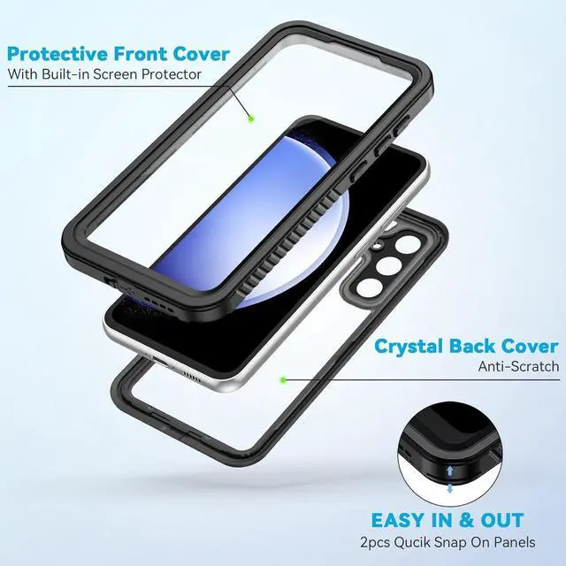 Alt view image 4 of 7 - for  Galaxy S23 FE Case IP68 Waterproof Dustproof with Built-in Screen Protector Heavy Duty Full Body Protective Phone Case for Galaxy S23 FE 5G Black