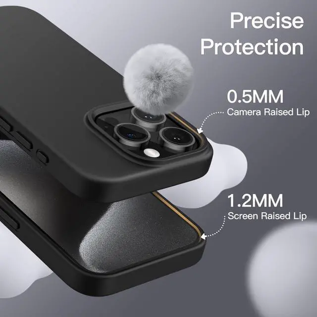 Alt view image 5 of 6 - Silicone Case for iPhone 15 Pro 6.1-Inch Silky-Soft Touch Full-Body Protective Phone Case Shockproof Cover (Black)