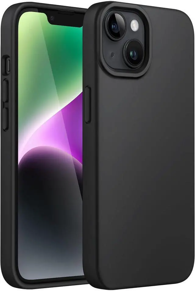 Main image of Silicone Case for iPhone 14 6.1-Inch Silky-Soft Touch Full-Body Protective Phone Case Shockproof Cover with Microfiber Lining (Black)