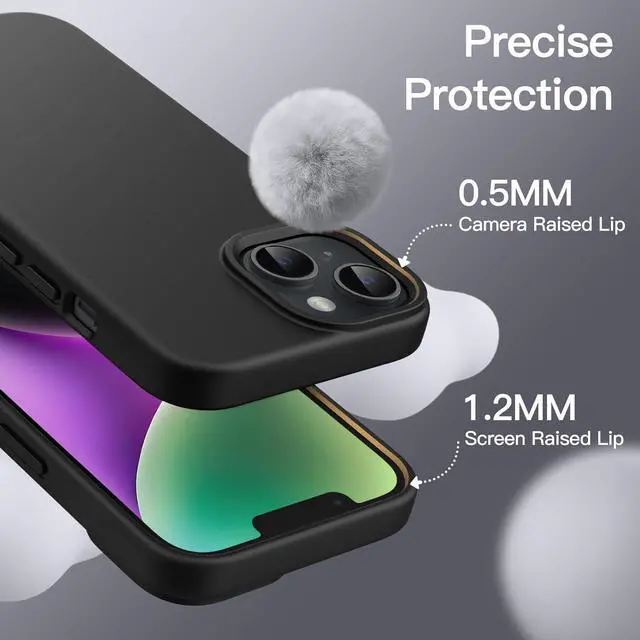Alt view image 5 of 6 - Silicone Case for iPhone 14 6.1-Inch Silky-Soft Touch Full-Body Protective Phone Case Shockproof Cover with Microfiber Lining (Black)