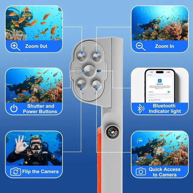 Alt view image 3 of 7 - Universal Waterproof Phone Case (Fits up to 6.9 Phones) - 50ft/15m Underwater Protection for Snorkeling Diving with Bluetooth Remote for Photos & Videos (Gray 3th Generation Phone Case)