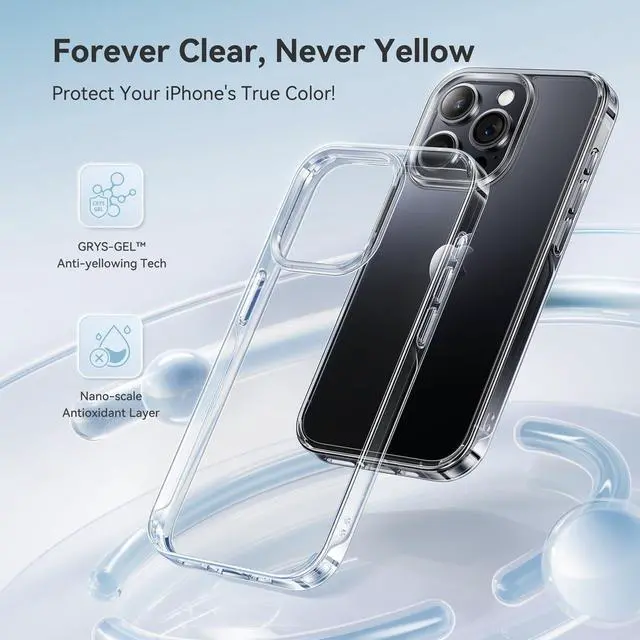 Alt view image 2 of 7 - for iPhone 15 Pro Max Case Crystal Clear [Never Yellow Technology] [Military-Grade Protection] Transparent Slim Cover Women Men for iPhone 15 Pro Max Phone Case 6.7 inch Clear