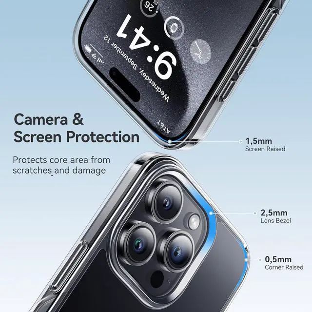 Alt view image 4 of 7 - for iPhone 15 Pro Max Case Crystal Clear [Never Yellow Technology] [Military-Grade Protection] Transparent Slim Cover Women Men for iPhone 15 Pro Max Phone Case 6.7 inch Clear