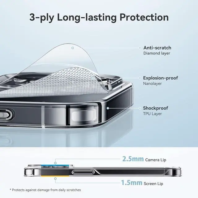 Alt view image 7 of 7 - for iPhone 15 Pro Max Case Crystal Clear [Never Yellow Technology] [Military-Grade Protection] Transparent Slim Cover Women Men for iPhone 15 Pro Max Phone Case 6.7 inch Clear