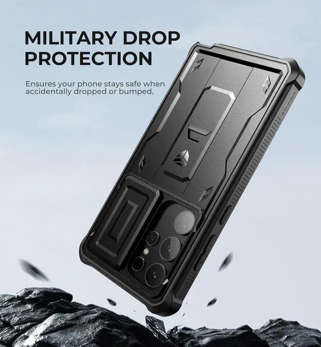 Alt view image 6 of 7 - for  Galaxy S24 Ultra Case with Built-in Slide Camera Cover & Screen Protector & Kickstand Shockproof Rugged Case Full-Body Bumper Protective Cover for Galaxy S24 Ultra (2024) Black