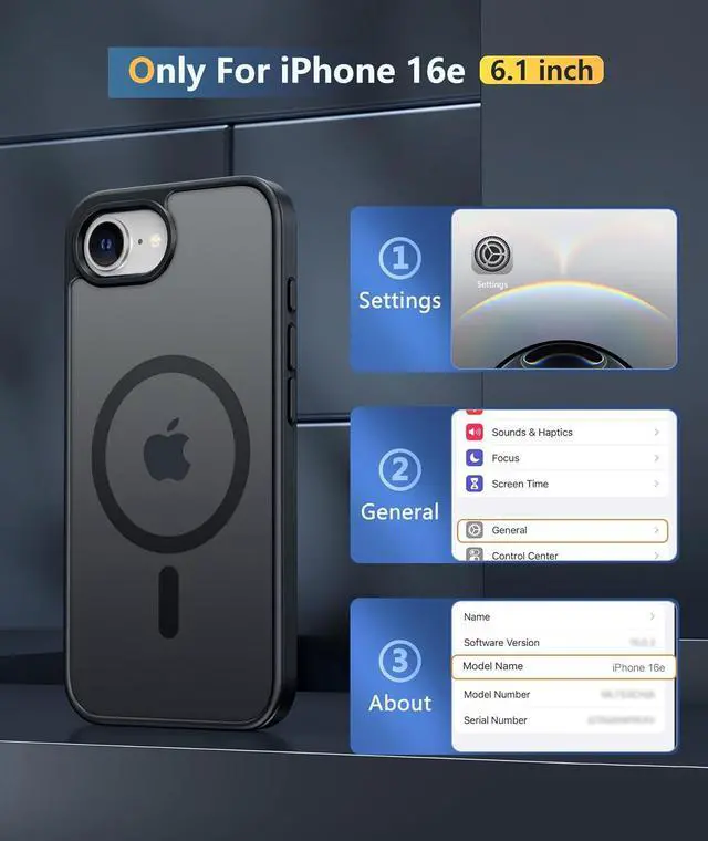 Alt view image 2 of 7 - for iPhone 16e Phone Case: iPhone 16E 2025 Magnetic Matte Military Grade Drop Protection Phone Cover | Slim Anti-Slip Durable Shockproof Cases