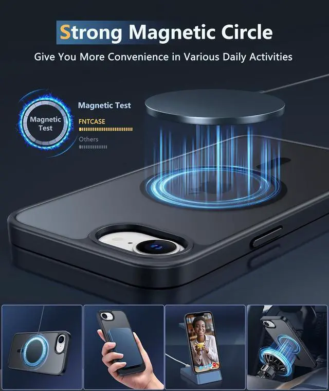 Alt view image 3 of 7 - for iPhone 16e Phone Case: iPhone 16E 2025 Magnetic Matte Military Grade Drop Protection Phone Cover | Slim Anti-Slip Durable Shockproof Cases