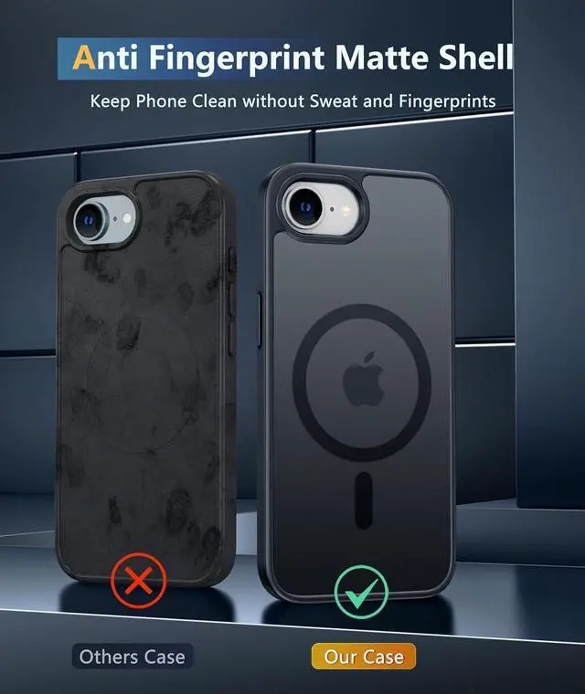 Alt view image 4 of 7 - for iPhone 16e Phone Case: iPhone 16E 2025 Magnetic Matte Military Grade Drop Protection Phone Cover | Slim Anti-Slip Durable Shockproof Cases