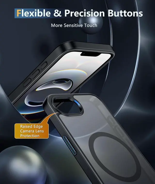 Alt view image 5 of 7 - for iPhone 16e Phone Case: iPhone 16E 2025 Magnetic Matte Military Grade Drop Protection Phone Cover | Slim Anti-Slip Durable Shockproof Cases