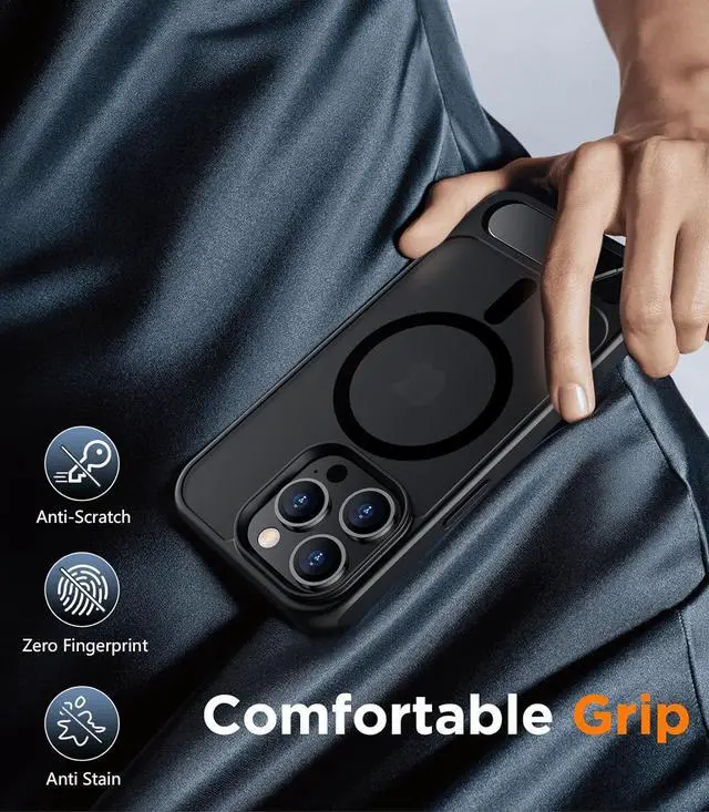 Alt view image 7 of 7 - Magnetic Compatible with iPhone 14 Pro Case [Built-in Invisible Kickstand][Compatible with MagSafe] [Military Grade Shockproof] Slim Translucent Matte Phone Case for iPhone 14 Pro 6.1