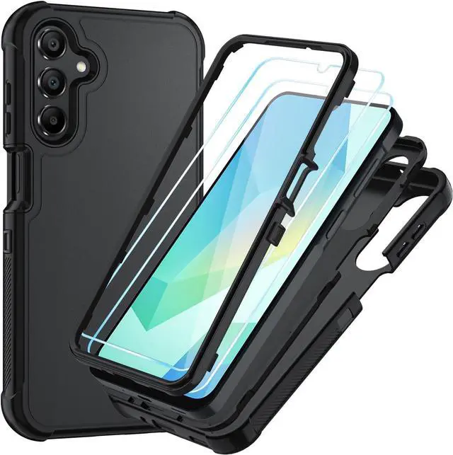 Main image of for  Galaxy A16 5G Case : 3-Layer Shockproof Phone Cover with HD Screen Protector Hybrid Protective Military-Grade Drop Protection for Galaxy A16 5G Phone Case (Black/Black)