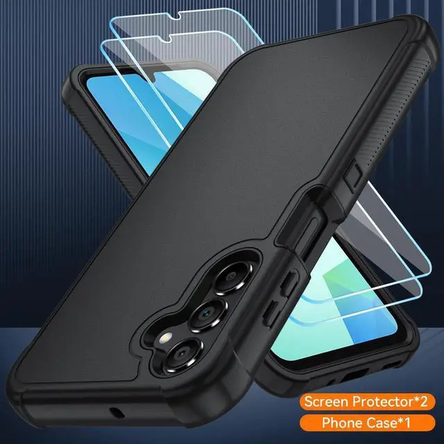 Alt view image 4 of 7 - for  Galaxy A16 5G Case : 3-Layer Shockproof Phone Cover with HD Screen Protector Hybrid Protective Military-Grade Drop Protection for Galaxy A16 5G Phone Case (Black/Black)