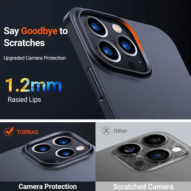 Alt view image 5 of 7 - Slim Fit for iPhone 13 Pro Case 6.1 Inch Never Yellowing Hard PC Ultra Thin Phone Case Super Lightweight Matte Protective Space Black