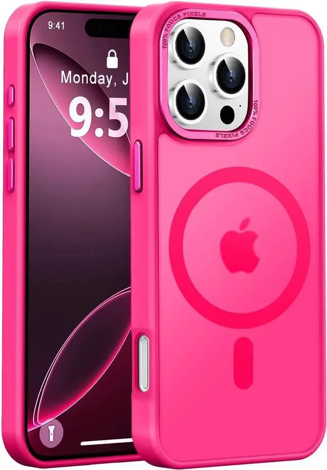 Main image of Designed for iPhone 16 Pro Max Case with Magnetic [13 FT Military Drop Protection] [Compatible with Magsafe] Slim Translucent Matte Shockproof with Anti-Fingerprint Phone Case Hot Pink