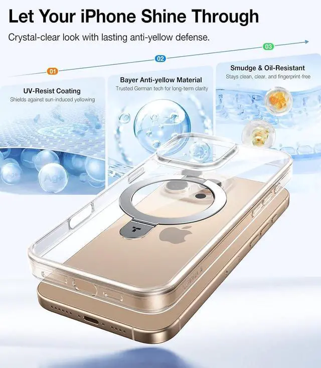 Alt view image 2 of 7 - for iPhone 16 Pro Max Case Clear with Stand [Fit for MagSafe][Shockproof Military Grade Protection] Slim Magnetic Phone Case for iPhone 16 Pro Max 6.9 2024