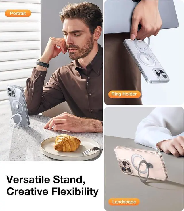 Alt view image 3 of 7 - for iPhone 16 Pro Max Case Clear with Stand [Fit for MagSafe][Shockproof Military Grade Protection] Slim Magnetic Phone Case for iPhone 16 Pro Max 6.9 2024