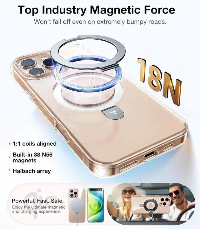 Alt view image 4 of 7 - for iPhone 16 Pro Max Case Clear with Stand [Fit for MagSafe][Shockproof Military Grade Protection] Slim Magnetic Phone Case for iPhone 16 Pro Max 6.9 2024