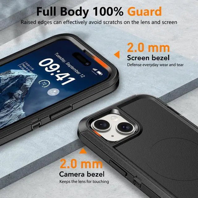 Alt view image 6 of 7 - Magnetic Case with Belt Clip Holster Heavy Duty Protective Phone Case Shockproof Magnetic Phone Cover for iPhone 13/14/15 6.1 Dark Black