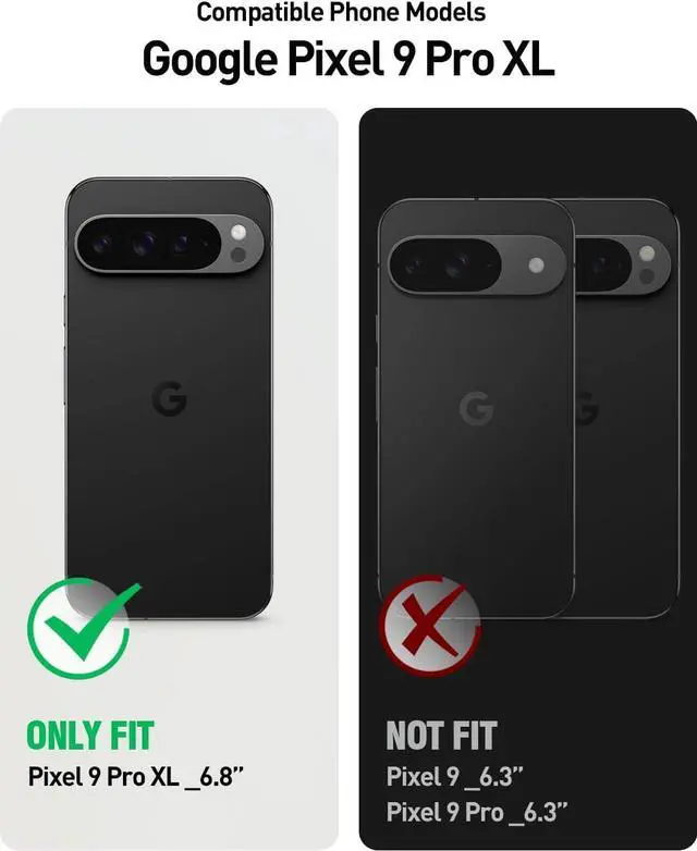 Alt view image 2 of 7 - Revolution Case for Google Pixel 9 Pro XL 5G 6.8 inch Built-in Screen Protector Work with Fingerprint ID Full Body Military Grade Rugged Shockproof Protective Cover Case with Kickstand Black