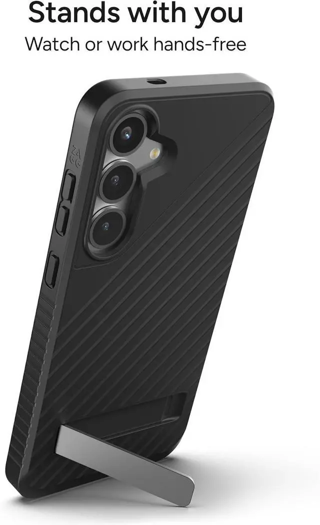 Alt view image 3 of 6 - Denali  Galaxy S25+ Case with Kickstand - 16ft Drop Protection Graphene-Infused Wireless Charging Compatible Rugged Dual-Layer Design Black