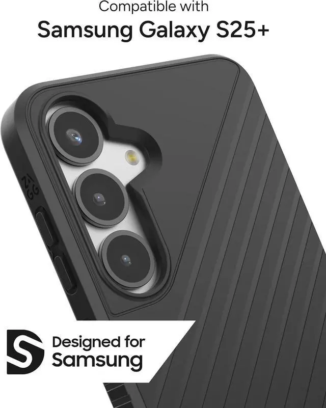 Alt view image 5 of 6 - Denali  Galaxy S25+ Case with Kickstand - 16ft Drop Protection Graphene-Infused Wireless Charging Compatible Rugged Dual-Layer Design Black