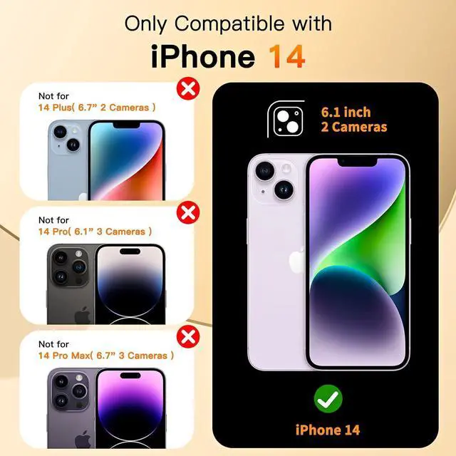 Alt view image 2 of 6 - for iPhone 14 Case 6.1 Upgraded 360° Spin Magnetic Stand [Compatible with Magsafe][Military Grade Drop Protection] Shockproof Protective Phone Holder Cover for iPhone 14 Black Gold