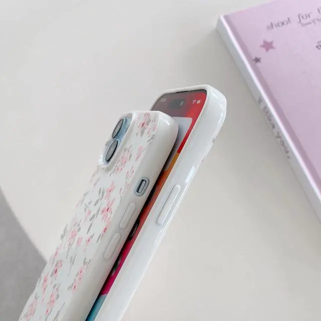 Alt view image 3 of 7 - for iPhone 13 Case Cute Pink Floral Flower Pattern Aesthetic Phone Case Raised Camera Protection Soft Slim TPU Shockproof Protective Phone Cover for Girls Women - Pink