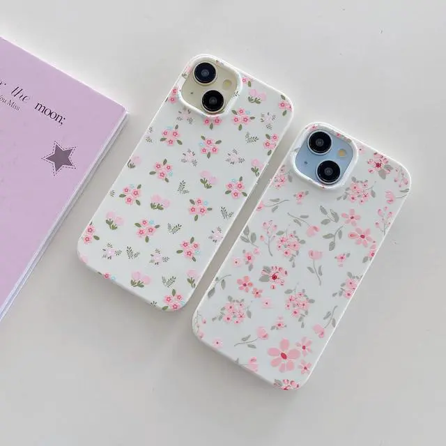 Alt view image 6 of 7 - for iPhone 13 Case Cute Pink Floral Flower Pattern Aesthetic Phone Case Raised Camera Protection Soft Slim TPU Shockproof Protective Phone Cover for Girls Women - Pink