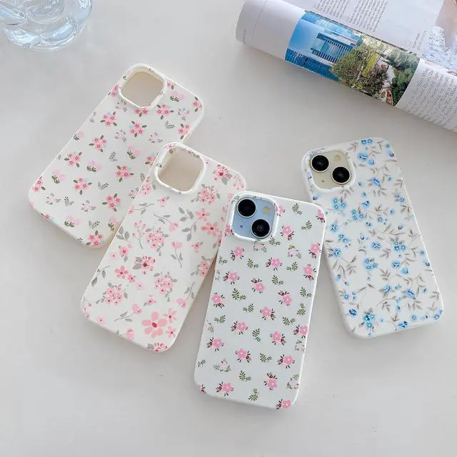 Alt view image 7 of 7 - for iPhone 13 Case Cute Pink Floral Flower Pattern Aesthetic Phone Case Raised Camera Protection Soft Slim TPU Shockproof Protective Phone Cover for Girls Women - Pink