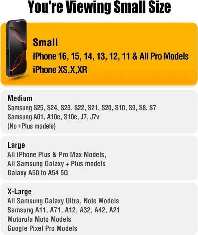 Alt view image 2 of 6 - Belt Holster for iPhone 16 16e 16Pro 15 Pro 14 13 12 11 Xs X XR  Galaxy S25 S24 S23 S22 S21 Nylon Cell Phone Case with Clip Pouch Holder Cover Fits Protective Case Black