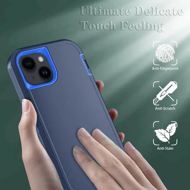 Alt view image 2 of 6 - Phone Case for iPhone 14 Plus Case with HD Screen Protector Heavy Duty Shockproof & DustProof & Dropproof 3-Layer Cover Phone Case for iPhone 14 Plus (6.7) (DarkBlue)