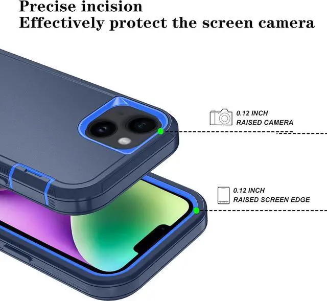 Alt view image 3 of 6 - Phone Case for iPhone 14 Plus Case with HD Screen Protector Heavy Duty Shockproof & DustProof & Dropproof 3-Layer Cover Phone Case for iPhone 14 Plus (6.7) (DarkBlue)