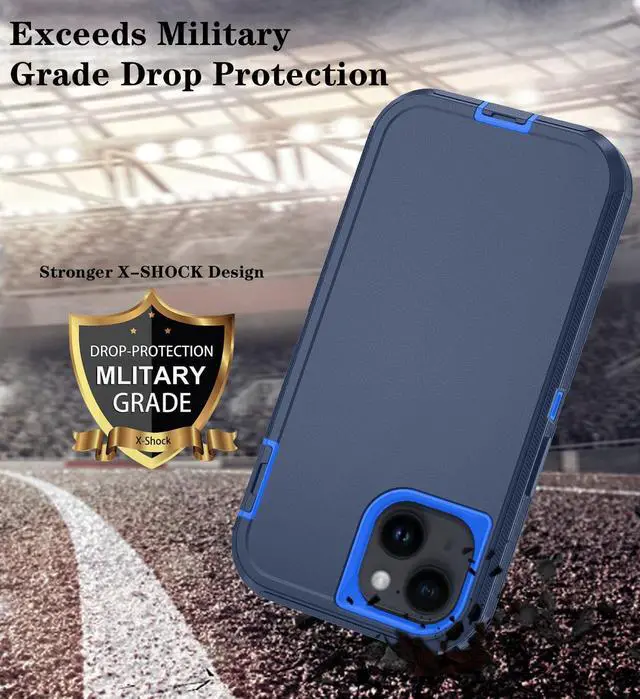 Alt view image 4 of 6 - Phone Case for iPhone 14 Plus Case with HD Screen Protector Heavy Duty Shockproof & DustProof & Dropproof 3-Layer Cover Phone Case for iPhone 14 Plus (6.7) (DarkBlue)