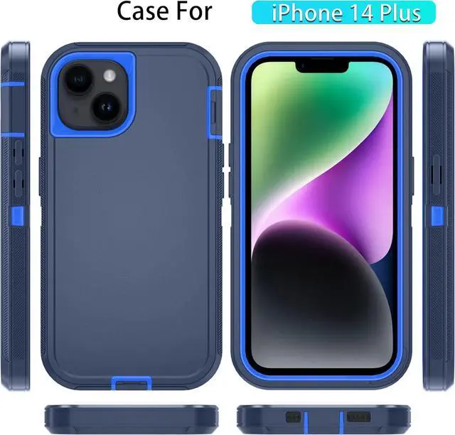 Alt view image 5 of 6 - Phone Case for iPhone 14 Plus Case with HD Screen Protector Heavy Duty Shockproof & DustProof & Dropproof 3-Layer Cover Phone Case for iPhone 14 Plus (6.7) (DarkBlue)